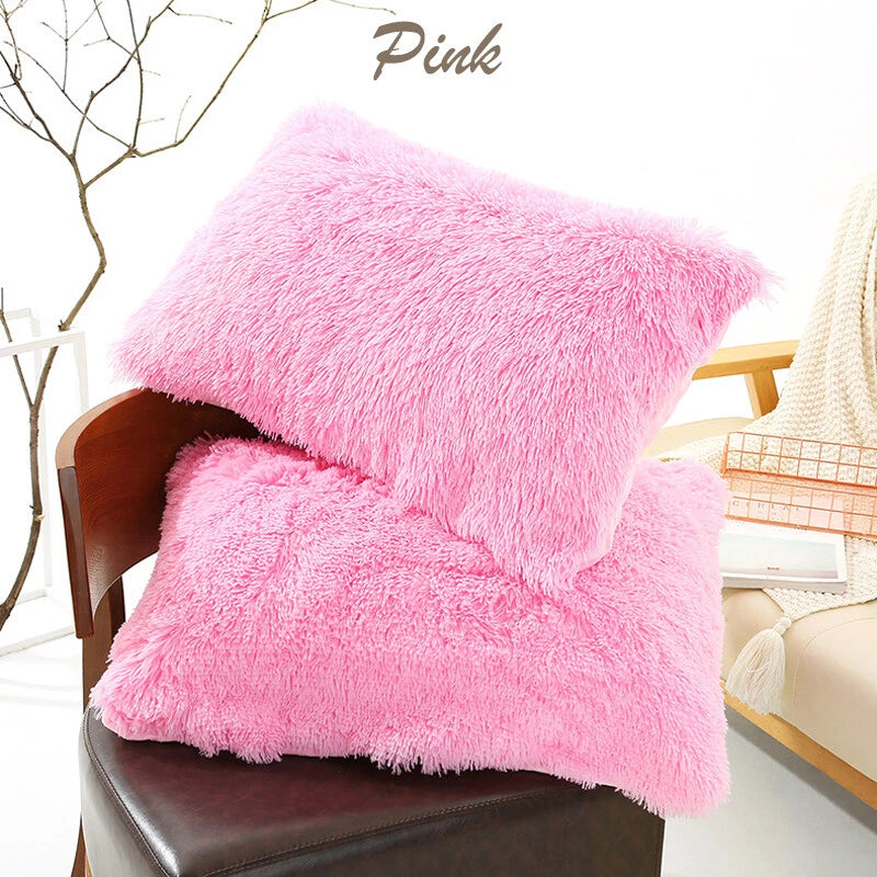 Long Fluffy Plush Throw Pillow Cases Shaggy Sofa Bed Cushion Cover 50x70cm