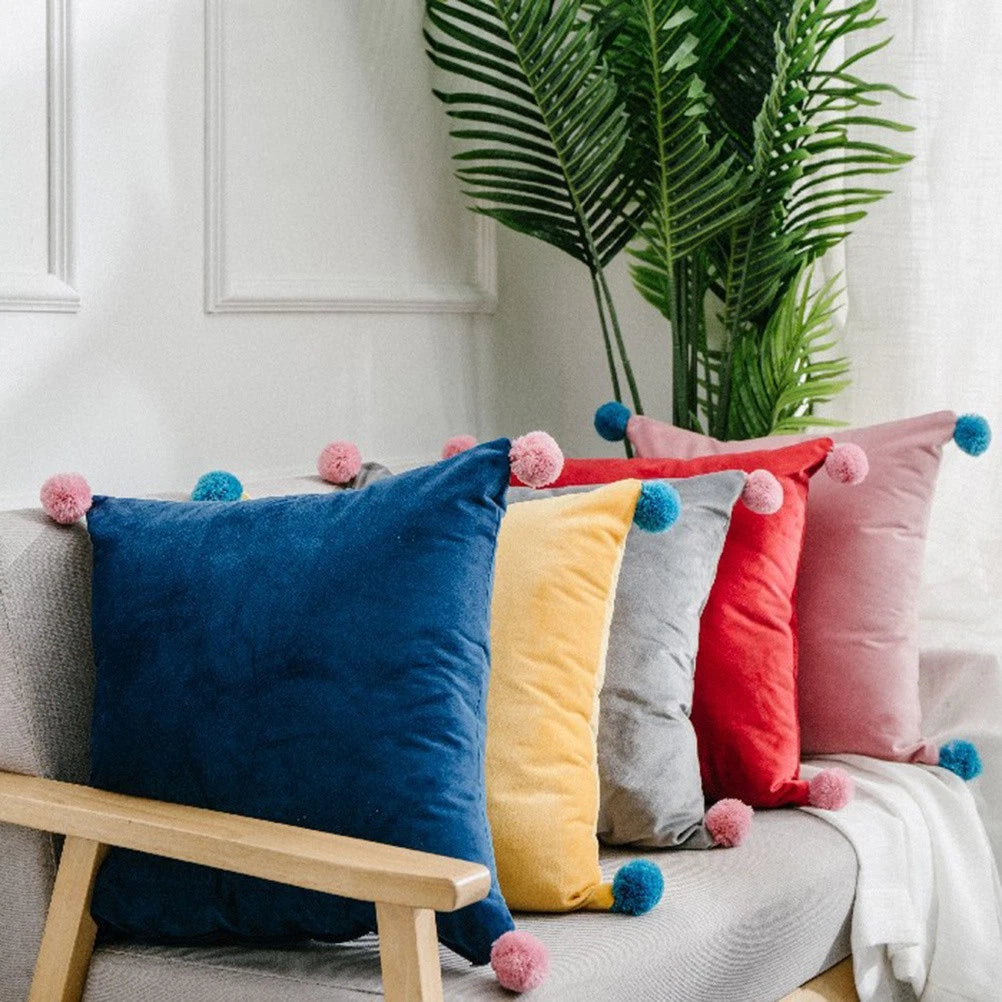 Pure Color Pillowcase Sofa Plush Cushion Cover Household Back Cushion Cover