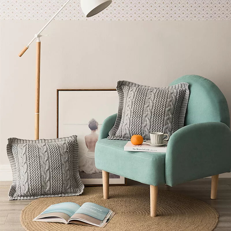 Knitted Square Cushion Cover Pillowcase Sofa Bed Waist Throw Pillow Case Office