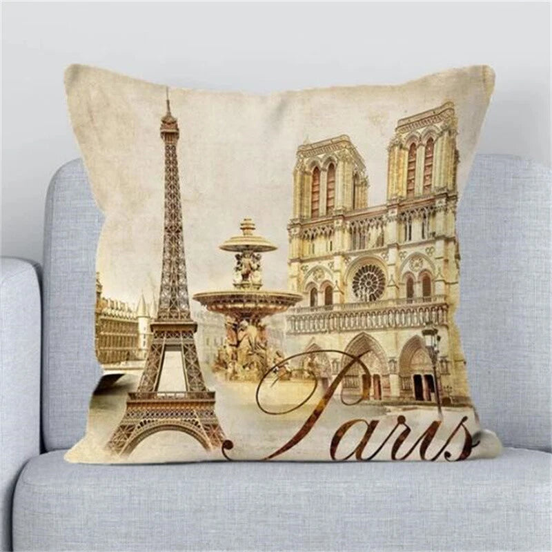 Cushions Covers for Bed London Paris Scenic Print Sofa Fall Pillow Cases Decor