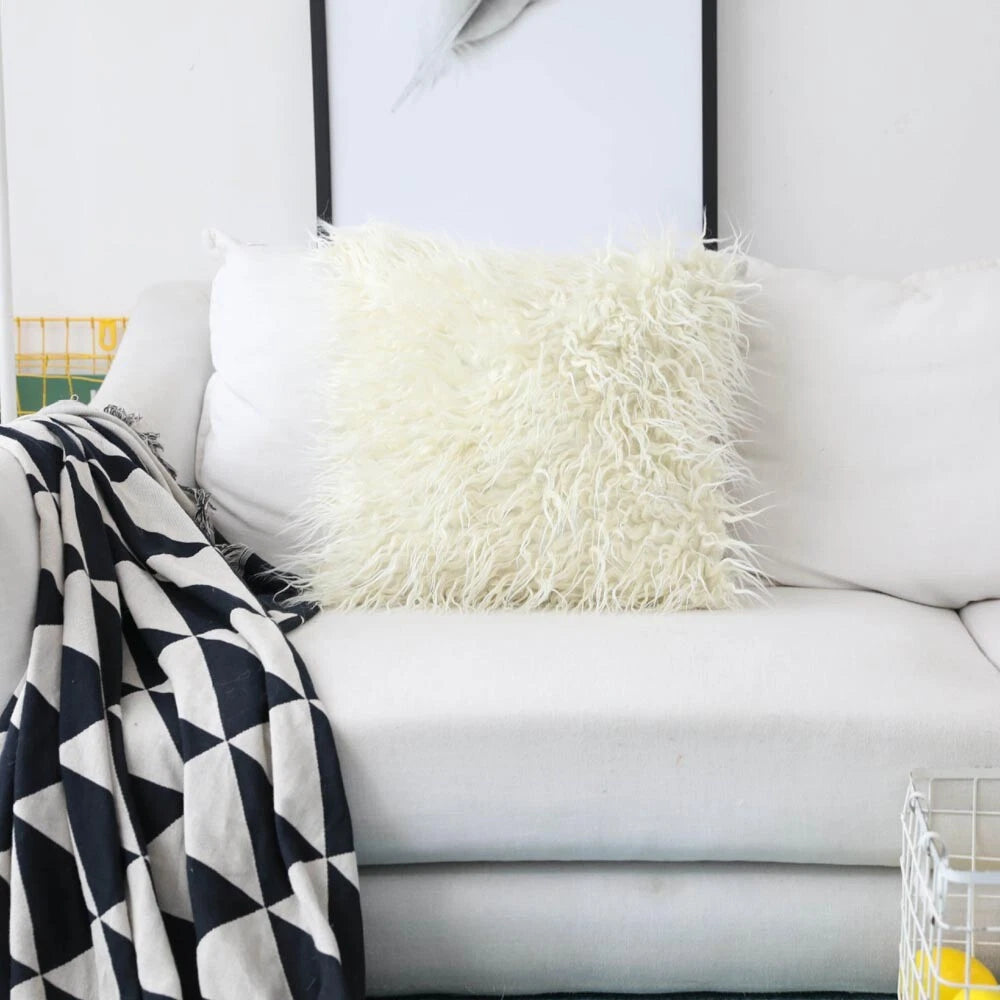Furry Shaggy Pillow Cover Sofa Cushion Covers Pillowcases Bed Throw Home Decor