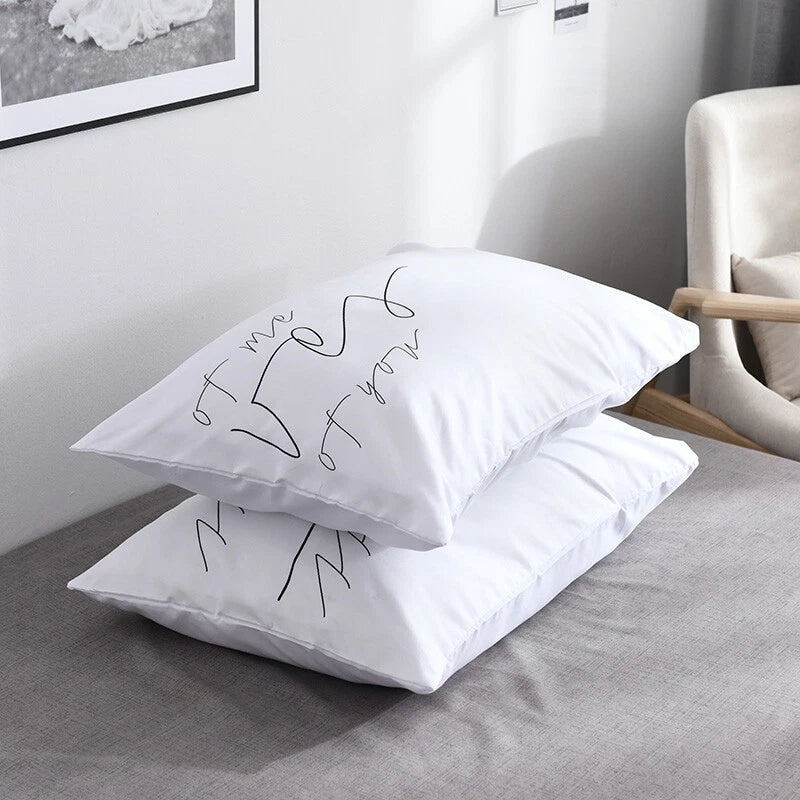 White Cushion Cover Letter Printed Pilow Case 2Pcs Pillowcase Bedroom Throw Sofa