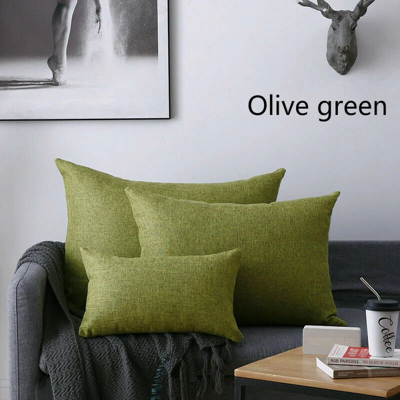 2X Cushion Cover Pillow Cases Solid Color Large Rectangle Sofa Bed Home Decor