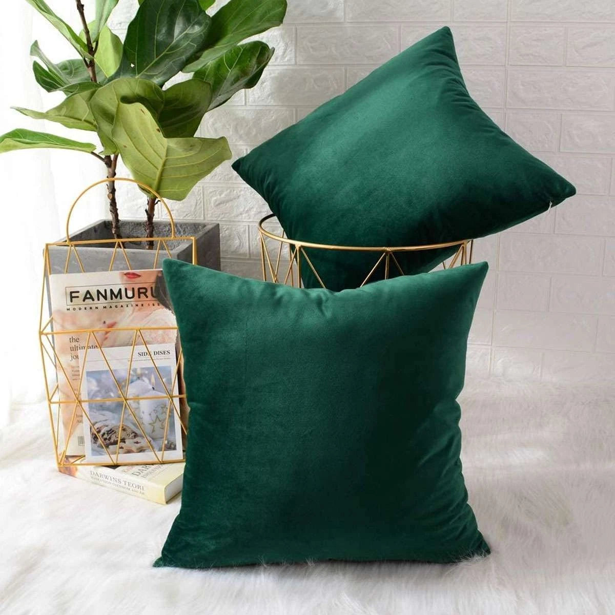 Plush Velvet Cushion Covers Sofa Pillow Cases Soft Cushion Cover 18"x18" 20"x20"