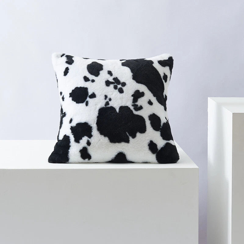 Cow Printing Cushion Cover Soft Plush Throw Sofa Pillow Case Decorative Home Bed