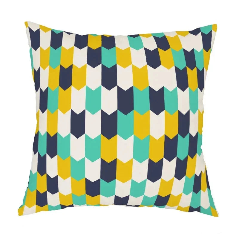 Geometric Pattern Peach Skin Plush Pillowcase for Sofa Chair Bed Pillow Cover