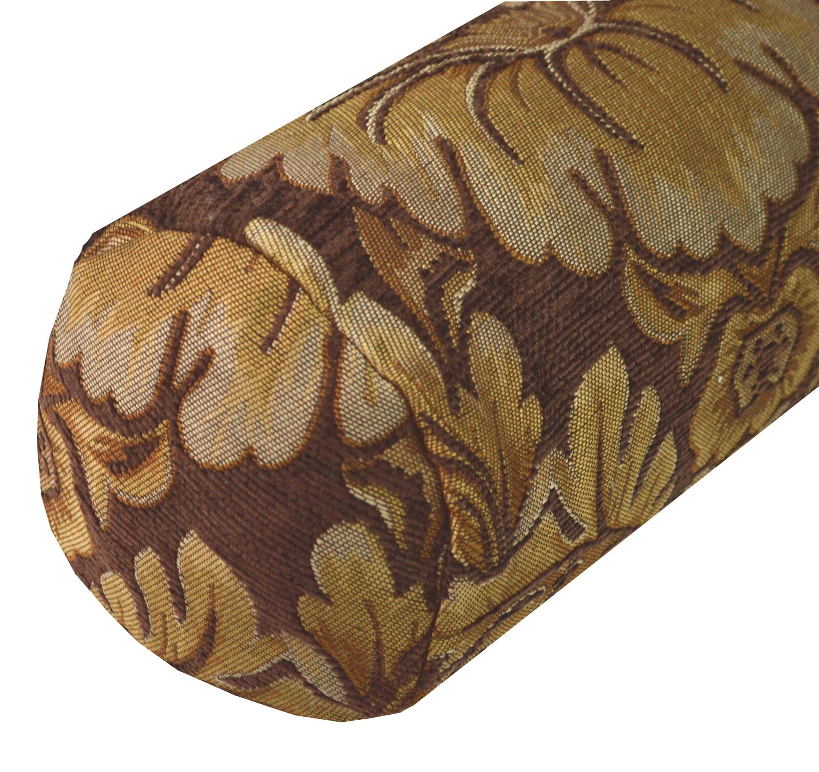 We57 - Brown Big Peony Flower Leaf Bolster Case/Pillow/Sofa Seat Cushion Cover