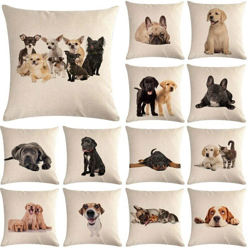 Dog Pattern Throw Pillow Cushion Cover  Home Sofa Bed Decorative