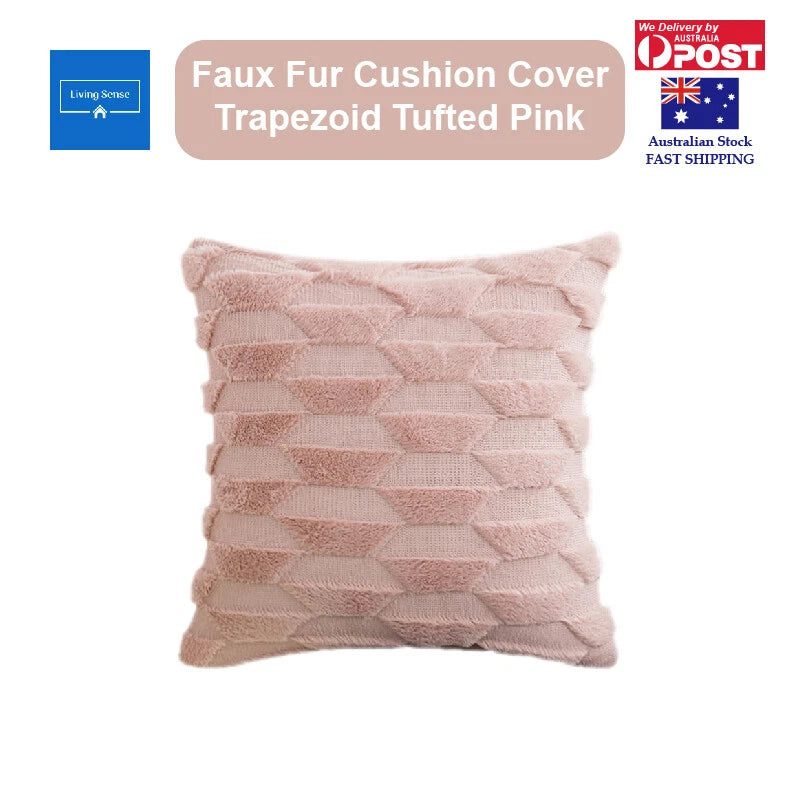 Cushion Cover Trapezoid Tufted Faux Fur Decorative Pillow Case for Sofa Bed 45cm