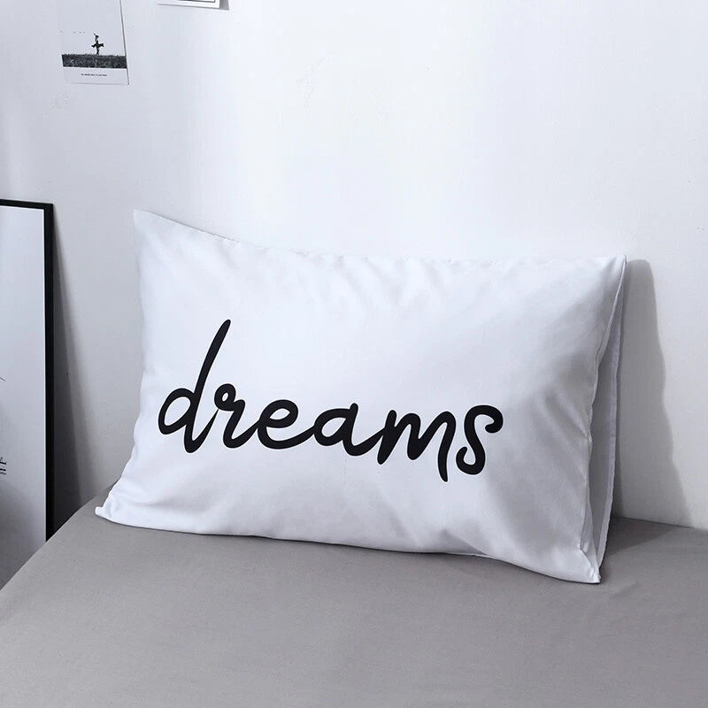 White Cushion Cover Letter Printed Pilow Case 2Pcs Pillowcase Bedroom Throw Sofa