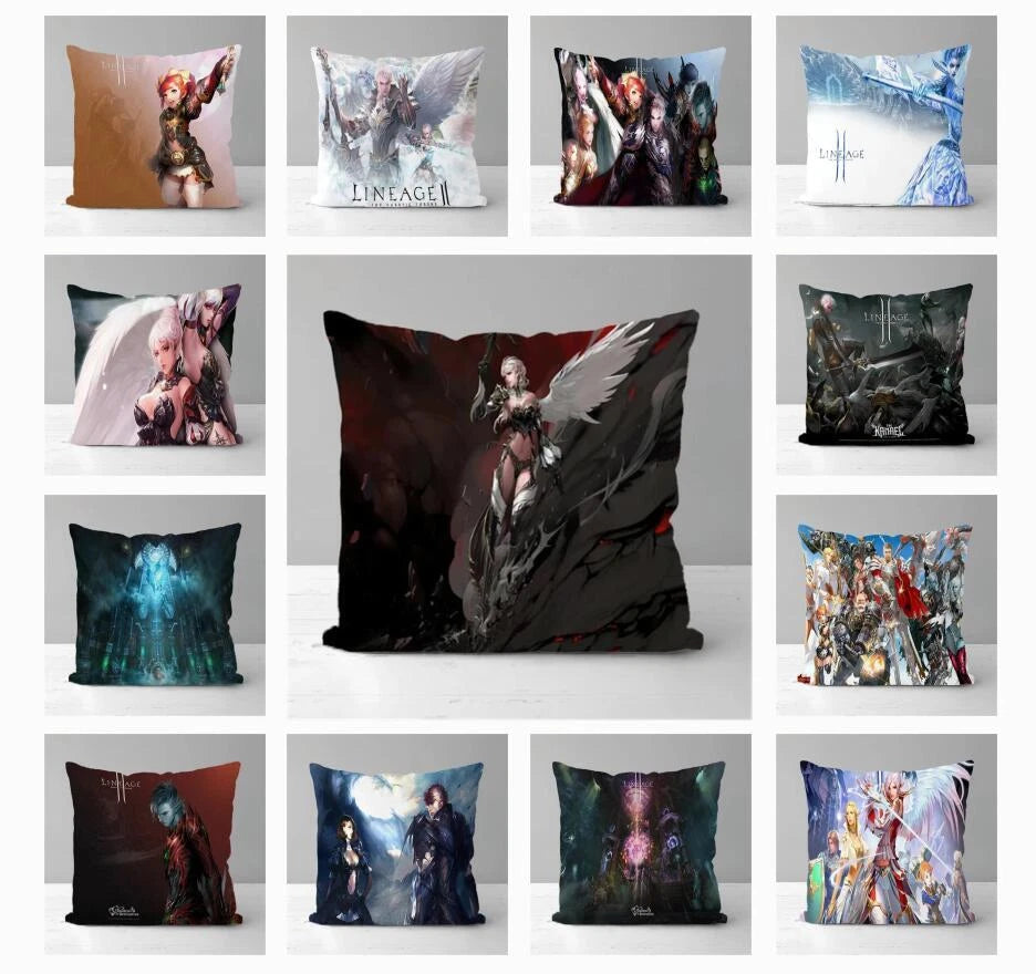 Short Plush Sofa Decor Print Pillow Covers Lineage2 Pillowcases Cushion Cover