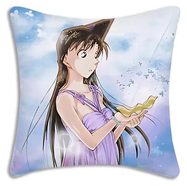 Anime Detective Pillow Covers Cartoon Sofa Decor Print Short Plush Cushion Cover