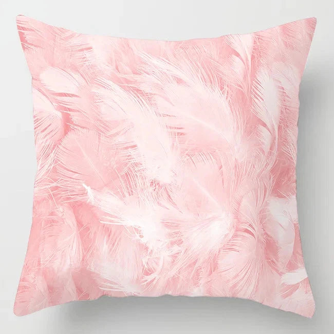 Pink Feather Pillowcase Decorative Sofa Cushion Case Bed Pillow Cover Home Decor
