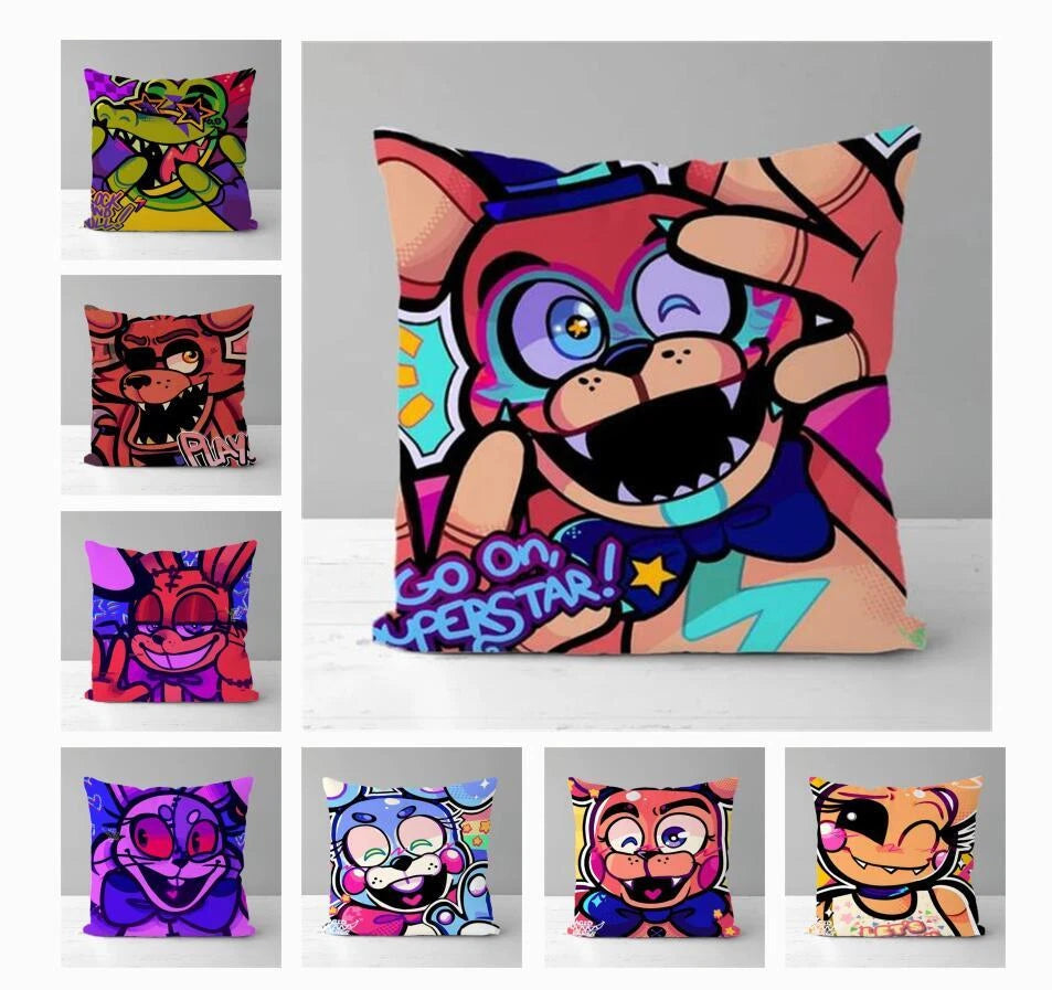 Pillow Covers Decorative Sofa Printing Home Cute Fnaf Short Plush Cushion Cover