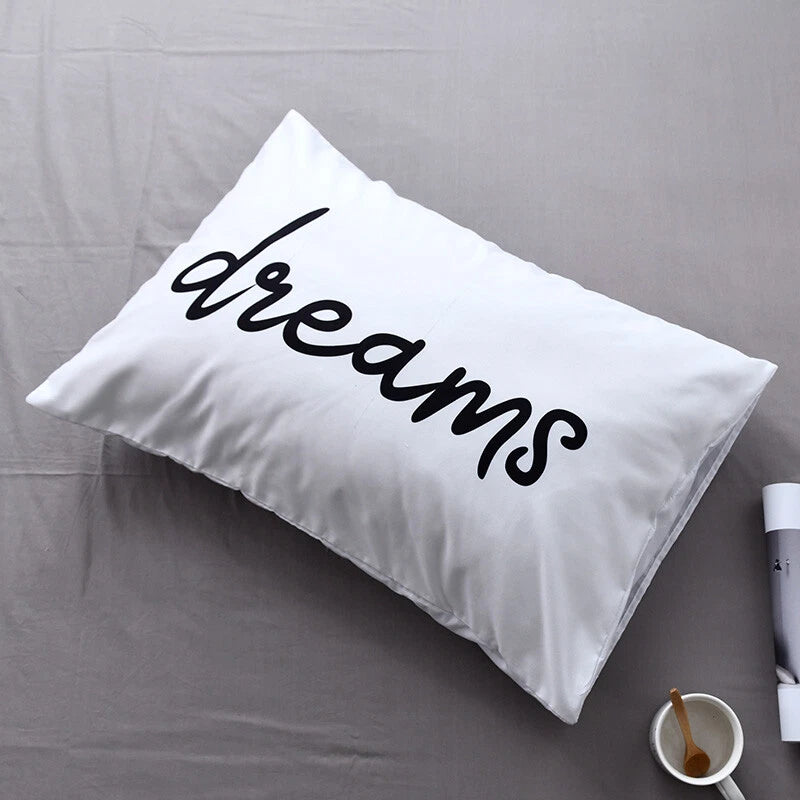 White Cushion Cover Letter Printed Pilow Case 2Pcs Pillowcase Bedroom Throw Sofa