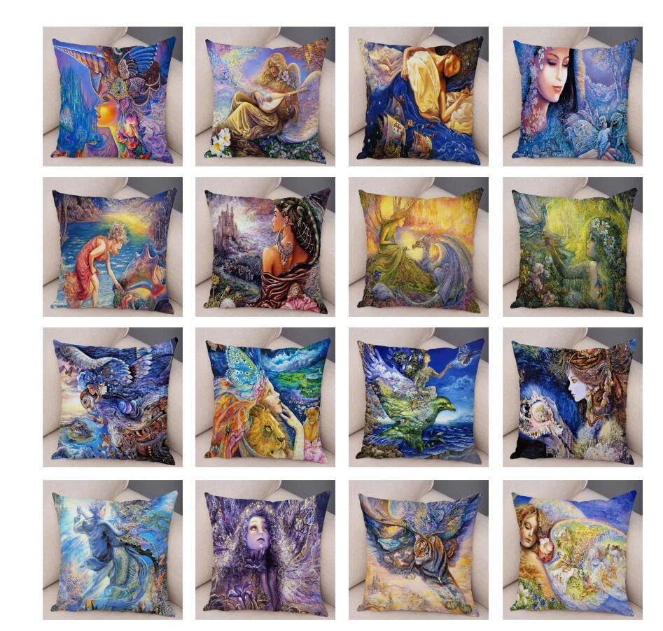 Forest Elf Cushion Cover Decor Colorful Fantasy Pillow Case for Sofa Car Room