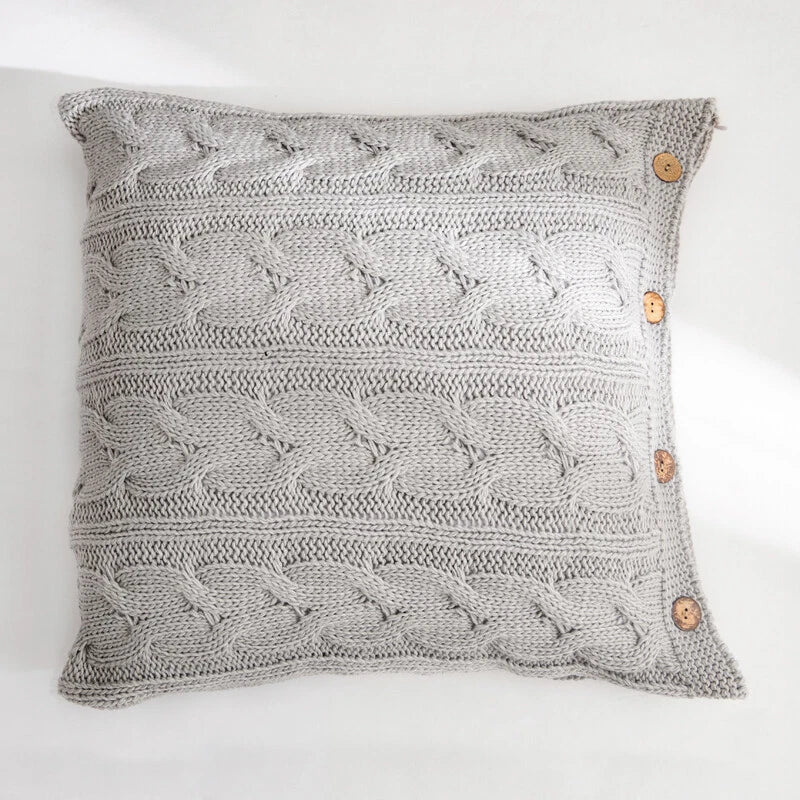 Knitted Cushion Cover Button Pillowcase Pillows Covers Sofa Throw Bed Home Decor