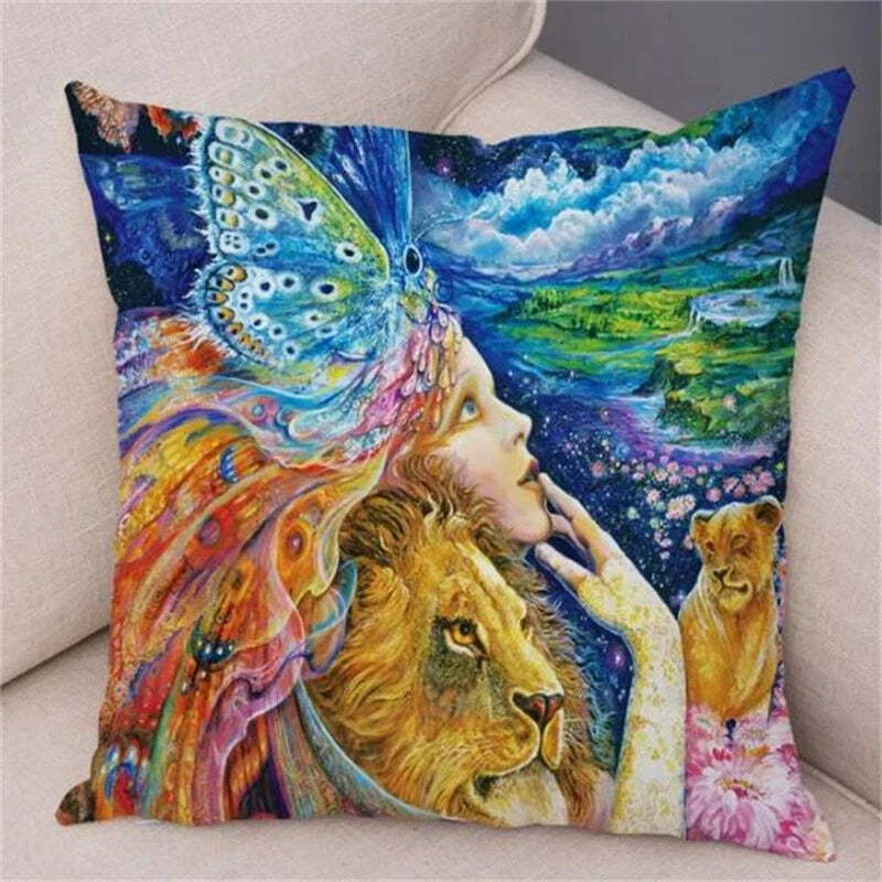 Forest Elf Cushion Cover Decor Colorful Fantasy Pillow Case for Sofa Car Room