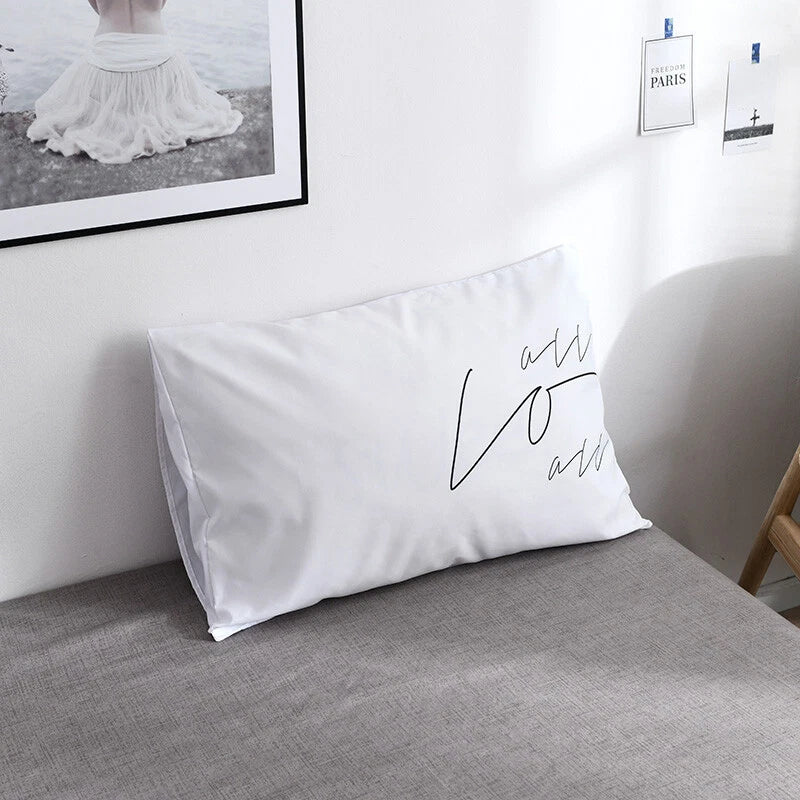White Cushion Cover Letter Printed Pilow Case 2Pcs Pillowcase Bedroom Throw Sofa