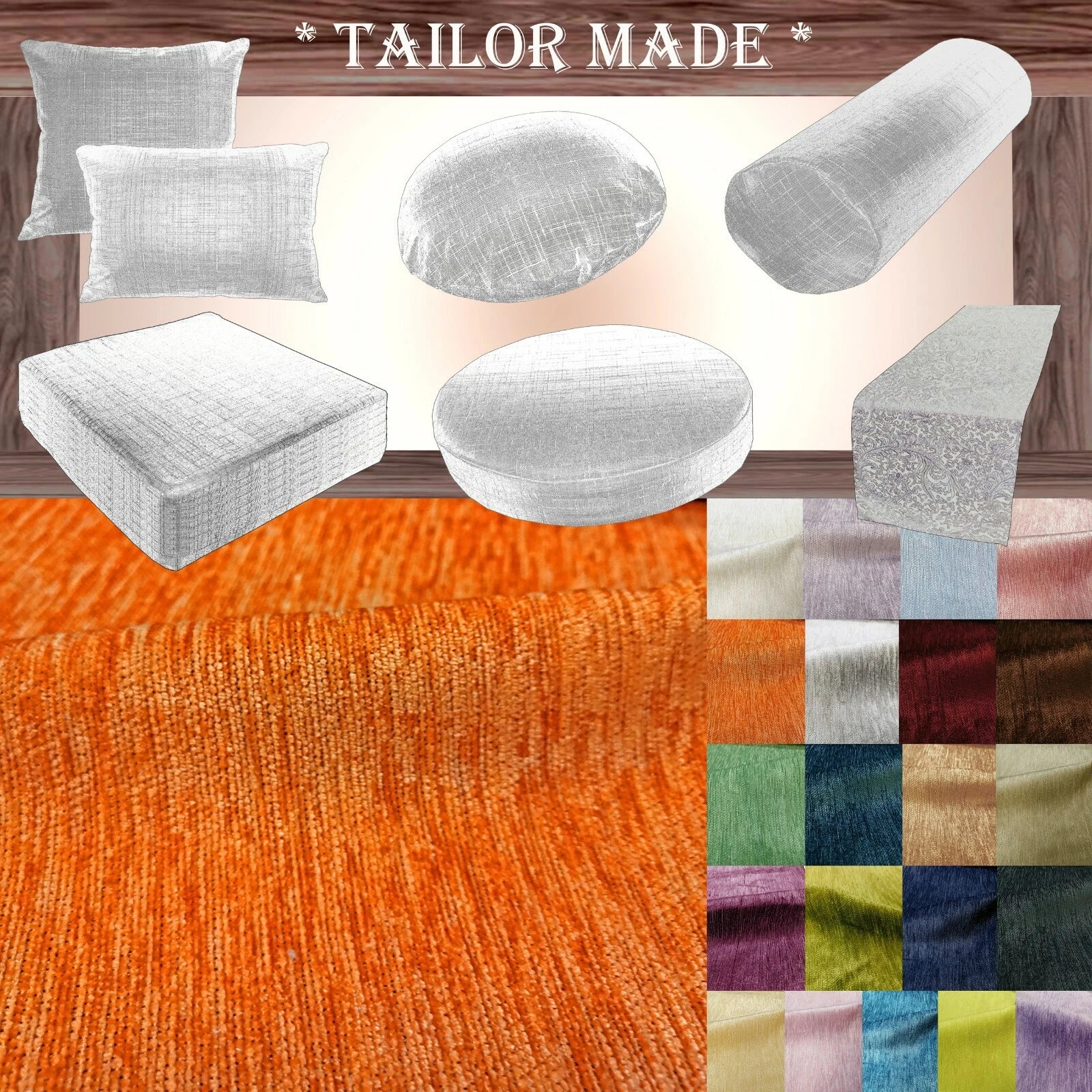 Wn06 Orange Chenille  Sofa Seat Patio Bench Box Cushion Bolster Cover/Runner