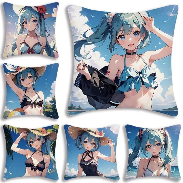 Kawaii Mikus Pillow Covers Cartoon Sofa Decor Home Printing Cute Cushion Cover