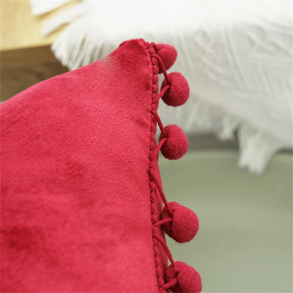 Pom Pom Velvet Cushion Covers Soft Throw Pillow Cases Sofa Car Bed Home Decor