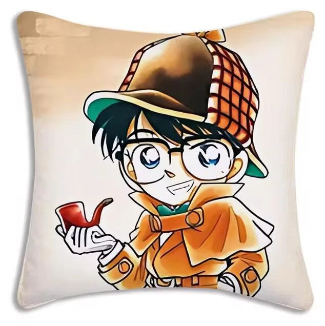 Anime Detective Pillow Covers Cartoon Sofa Decor Print Short Plush Cushion Cover