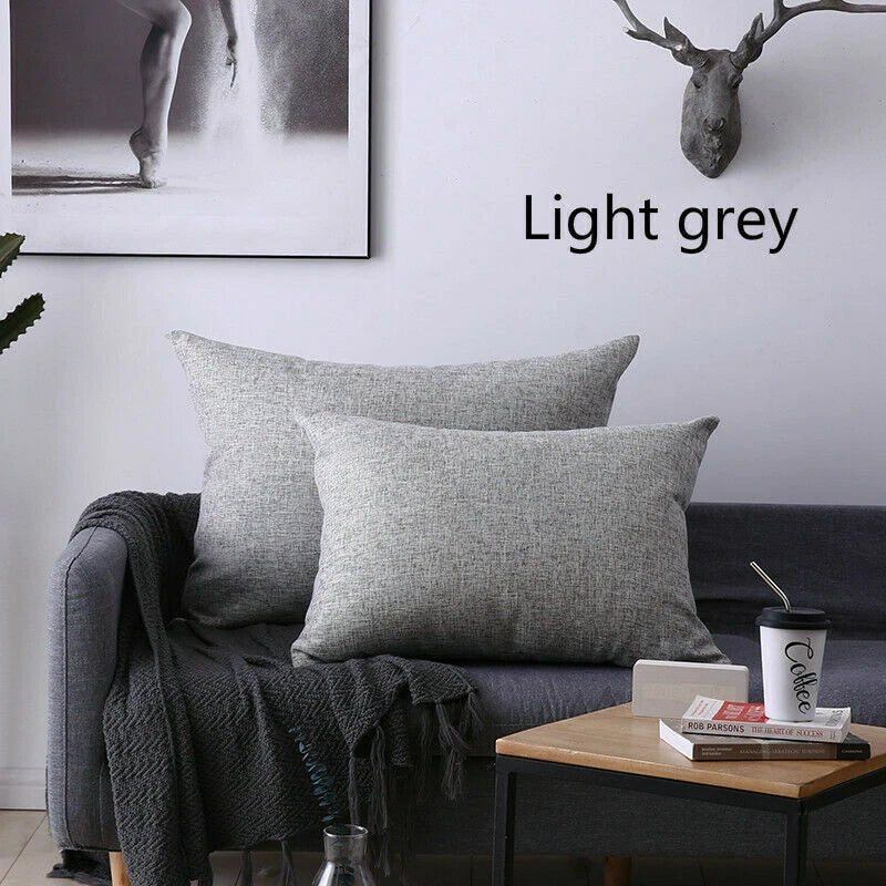 2X Cushion Cover Pillow Cases Solid Color Large Rectangle Sofa Bed Home Decor