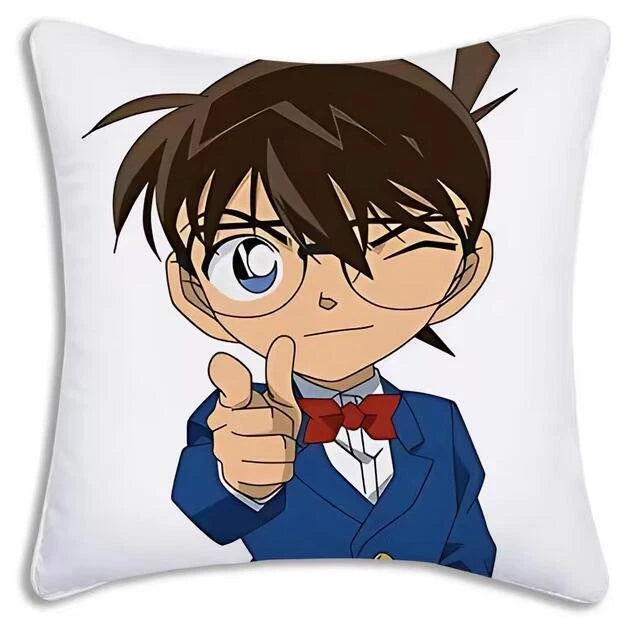 Anime Detective Pillow Covers Cartoon Sofa Decor Print Short Plush Cushion Cover