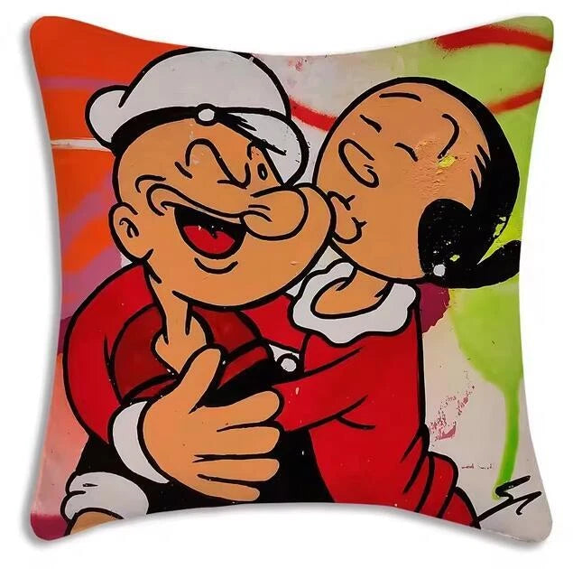 Funny Popeye Show Love Pillow Covers Sofa Home Printing Cute Cushion Cover