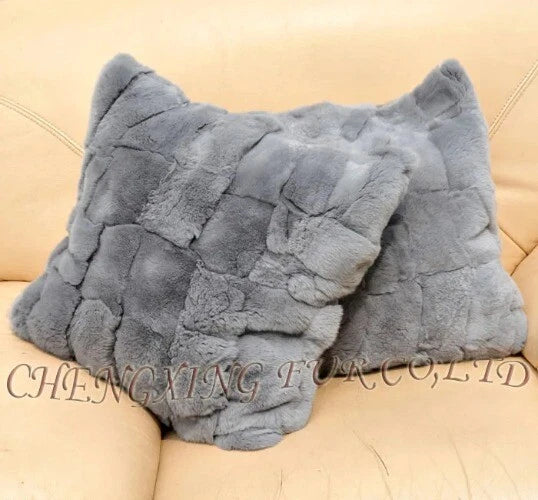 Rabbit Fur Patchwork Sofa Cushion Covers  Pillow Cover No Stuffing