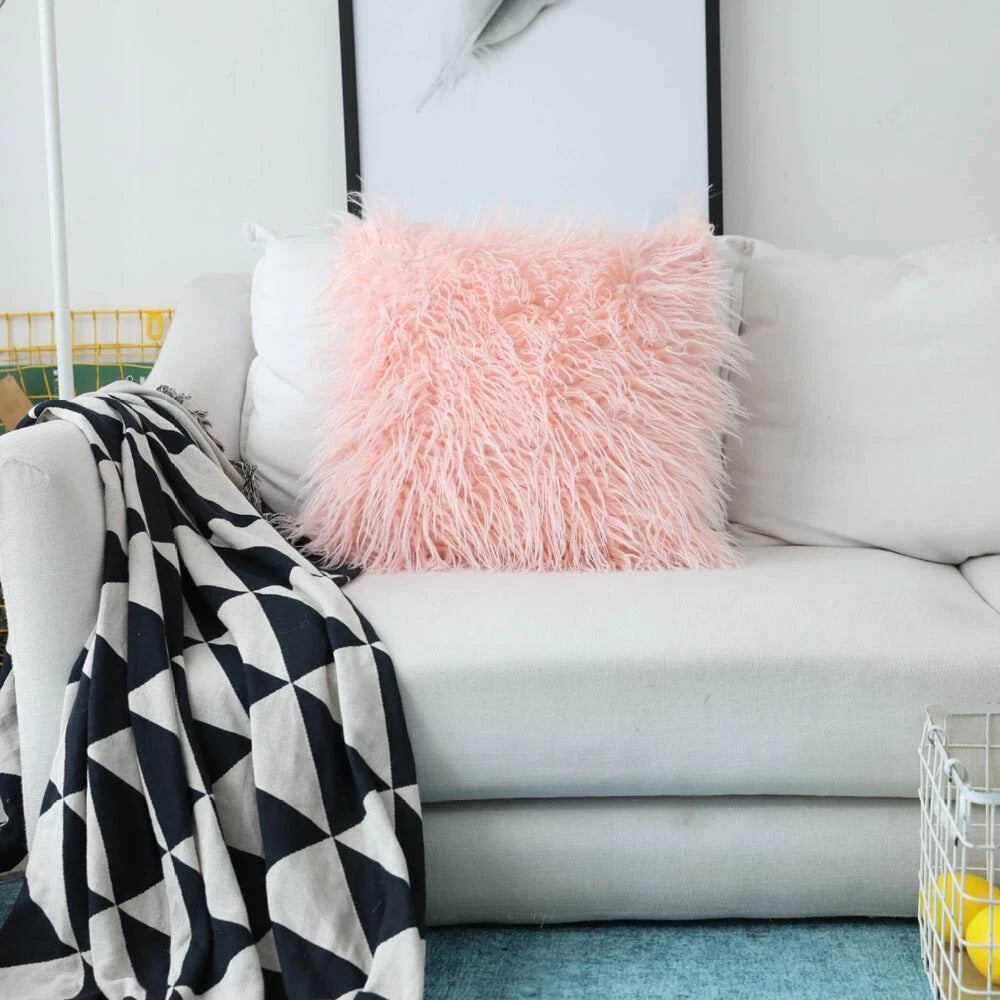 Furry Shaggy Pillow Cover Sofa Cushion Covers Pillowcases Bed Throw Home Decor