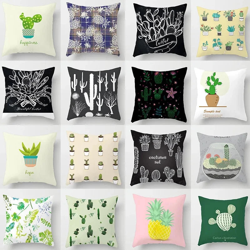 Cactus Succulent Plants Pillowcase Decor Sofa Cushion Case Bed Pillow Cover