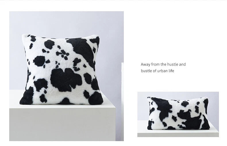 Cow Printing Cushion Cover Soft Plush Throw Sofa Pillow Case Decorative Home Bed