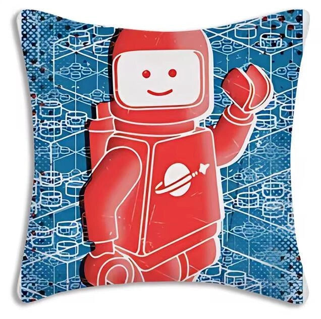 Mona Lisa Legos Pillow Covers Cartoon Sofa Decor Home Print Cute Cushion Cover