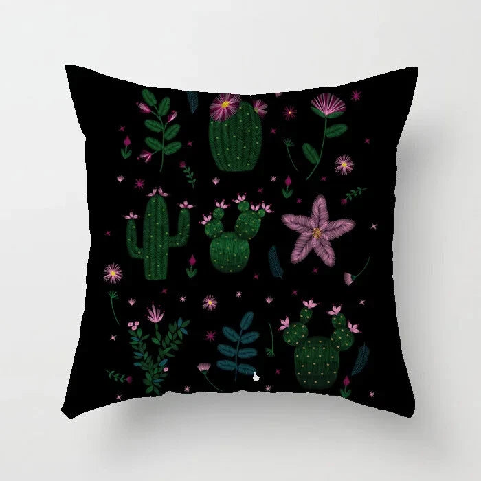 Cactus Succulent Plants Pillowcase Decor Sofa Cushion Case Bed Pillow Cover