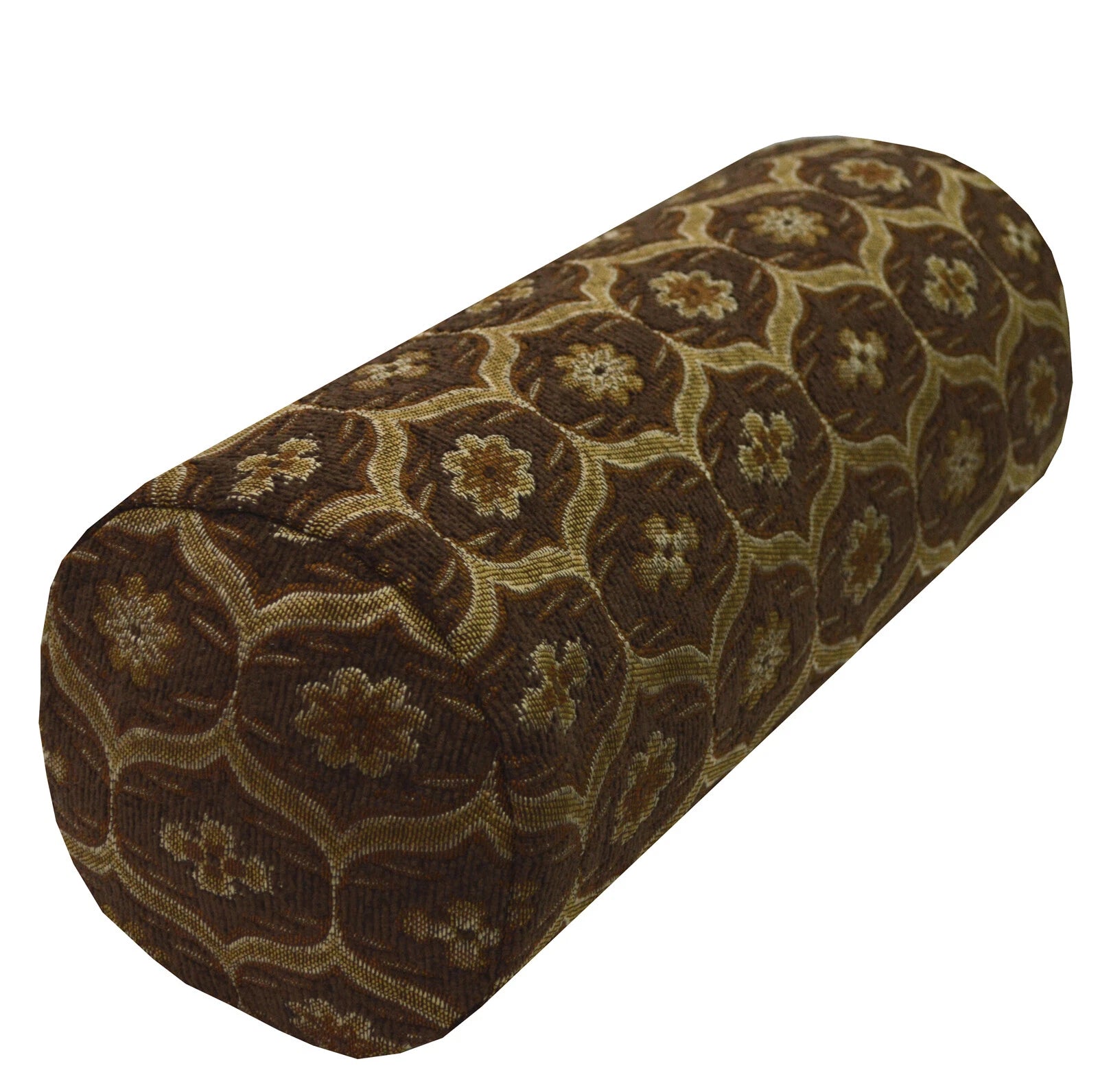 We61 -Dk Brown Gold Eye Flora Damask Bolster Case/Pillow/Sofa Seat Cushion Cover
