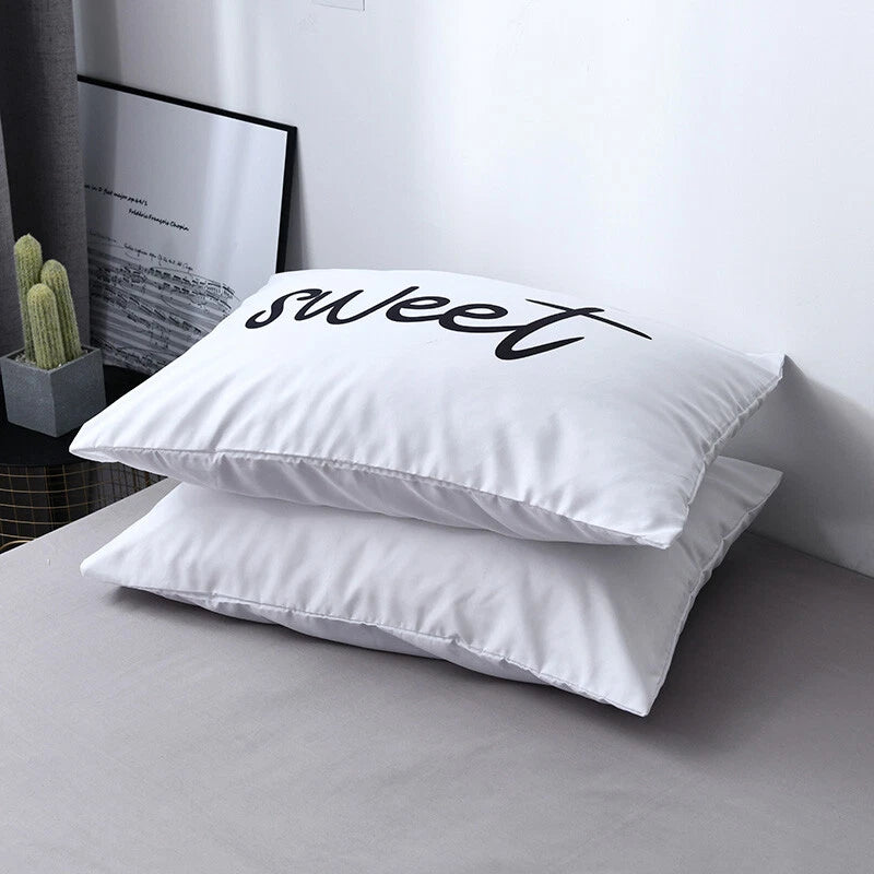 White Cushion Cover Letter Printed Pilow Case 2Pcs Pillowcase Bedroom Throw Sofa