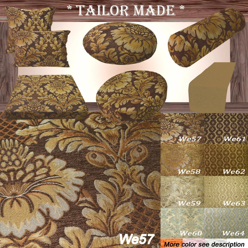 We57 - Brown Big Peony Flower Leaf Bolster Case/Pillow/Sofa Seat Cushion Cover