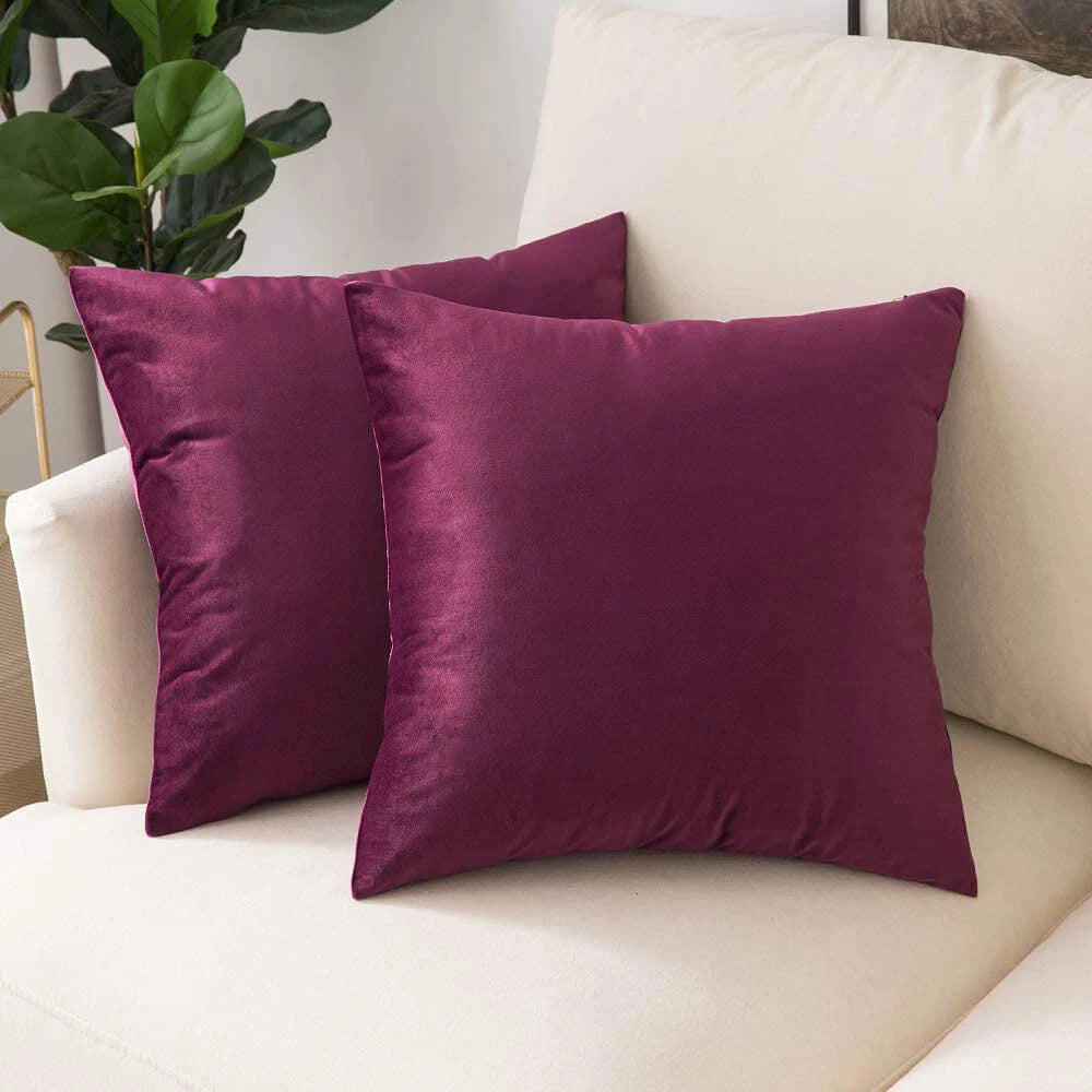 [Luxury] 18" Square Velvet Decorative Throw Pillow Covers Cushion Cases Red-2pcs