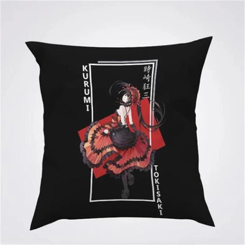Anime Cartoon Tokisaki Kurumi Print Cushion Cover Sofa Home Decor Pillowcase
