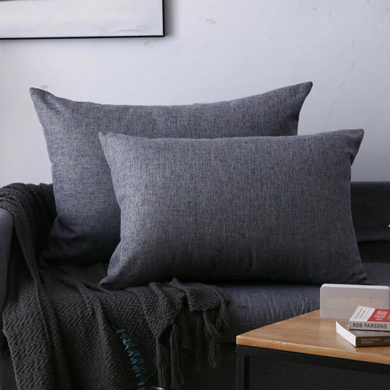 2X Cushion Cover Pillow Cases Solid Color Large Rectangle Sofa Bed Home Decor