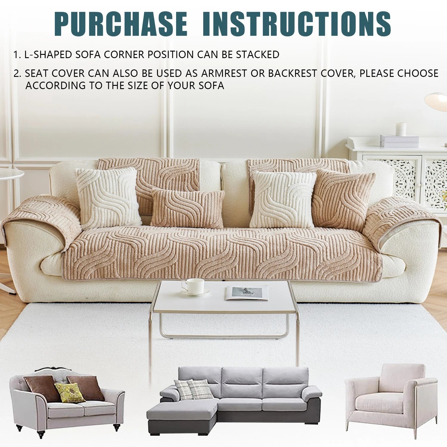 Washable sofa cover, pillowcase, anti-slip decoration for sofa seat cushion