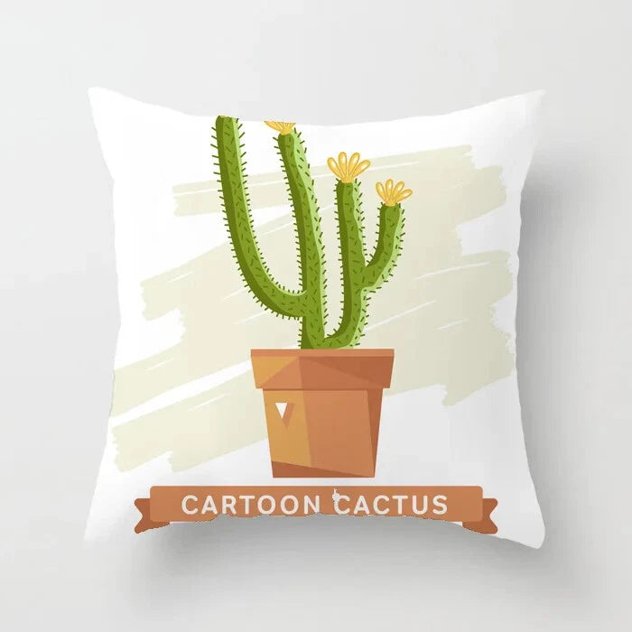 Cactus Succulent Plants Pillowcase Decor Sofa Cushion Case Bed Pillow Cover