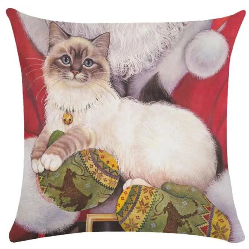 Cute Cat Pillowcase Art Kitty Paint Pillow Cover for Bed Sofa Cushion Home Decor