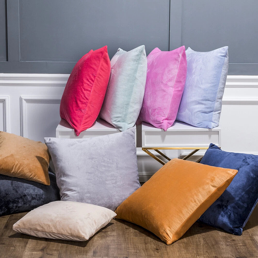 Velvet Euro Pillow Cover Sofa Couch Bed Square Cushione Cover Nice Rich Colors
