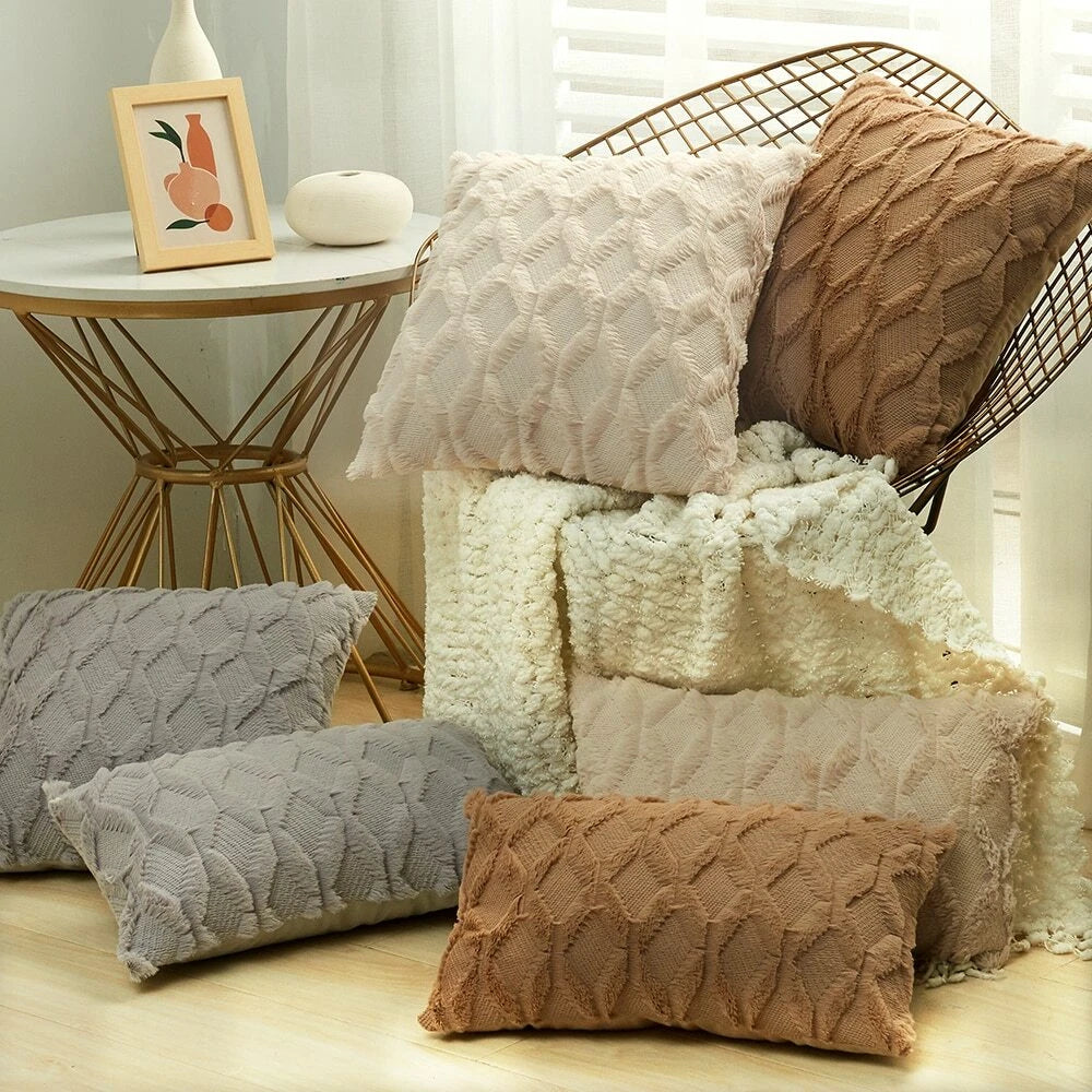 Throw Pillow Cushion Cover Decor Fur Remove Sofa Plush Case Home Fluffy Soft Bed