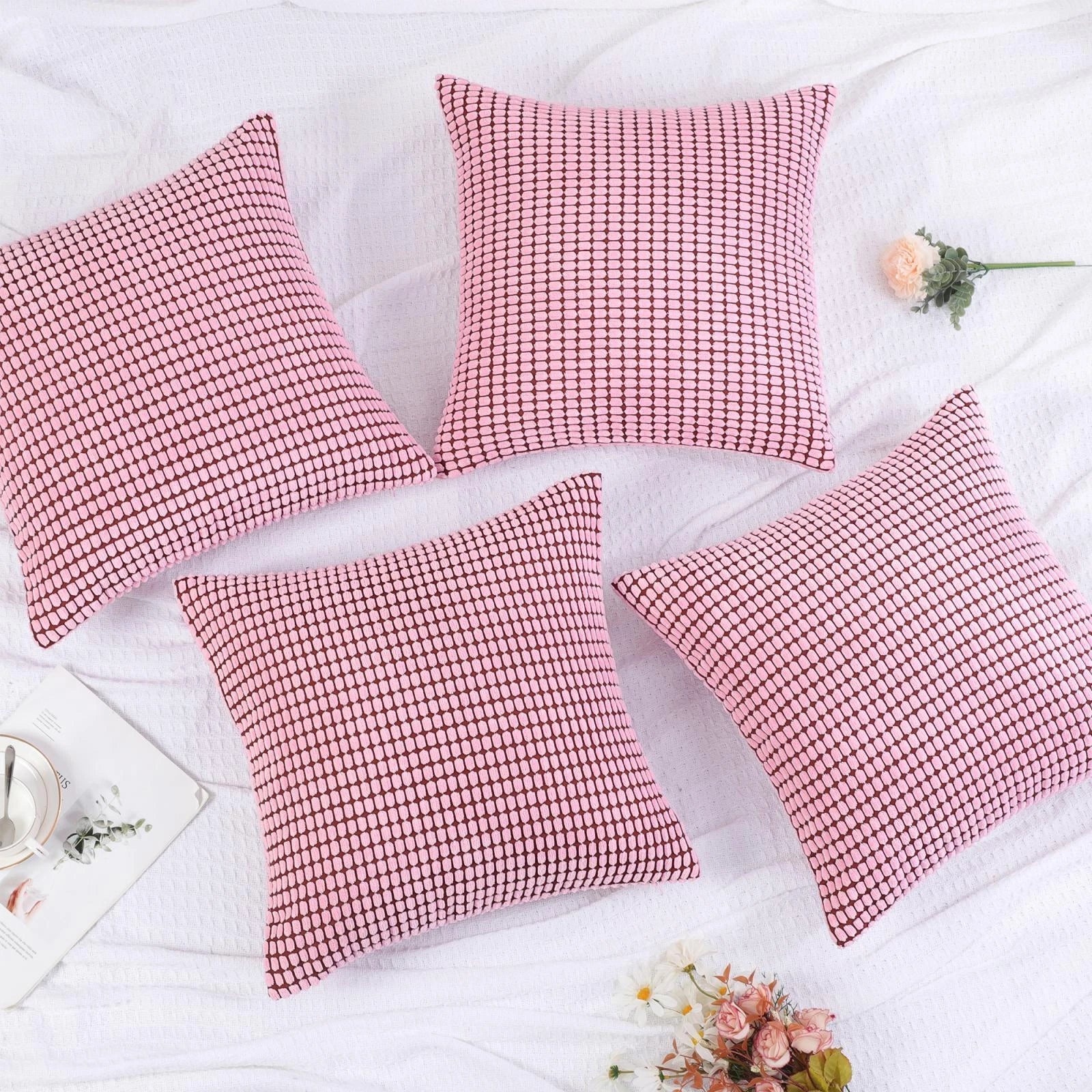 Set of 4 Throw Pillow Cases Cover Pillowcase Cushion Covers Home Sofa Bed