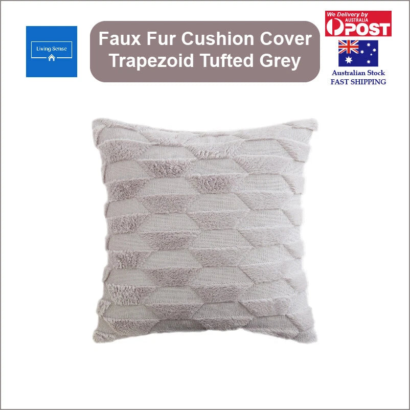 Cushion Cover Trapezoid Tufted Faux Fur Decorative Pillow Case for Sofa Bed 45cm