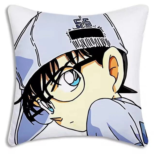 Anime Detective Pillow Covers Cartoon Sofa Decor Print Short Plush Cushion Cover